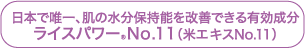 日本で唯一、肌の水分保持能を改善できる有効成分ライスパワー®No.11（米エキスNo.11）